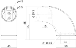 エンドブラケット　35φ用　ブラウン