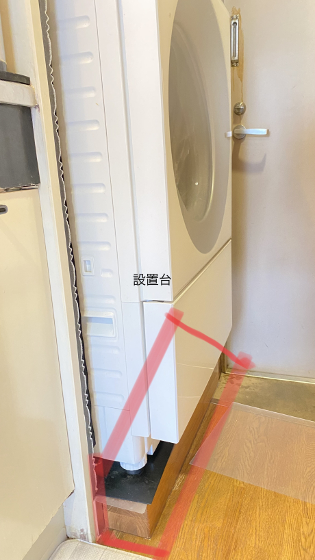 タモ集成材（積層材）のドラム式洗濯乾燥機の設置台