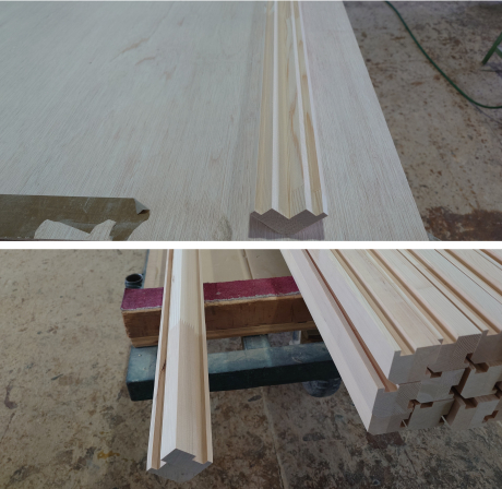 米栂積層材の出隅加工 | 工場製作事例